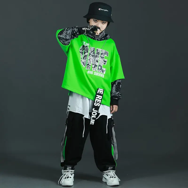 Boys Street Dance Costumes Hip Hop Outfits Loose Sweatshirt Jogger Pants Clothing Jazz Dancing Suit Kids Modern Stage Wear 4-14Y