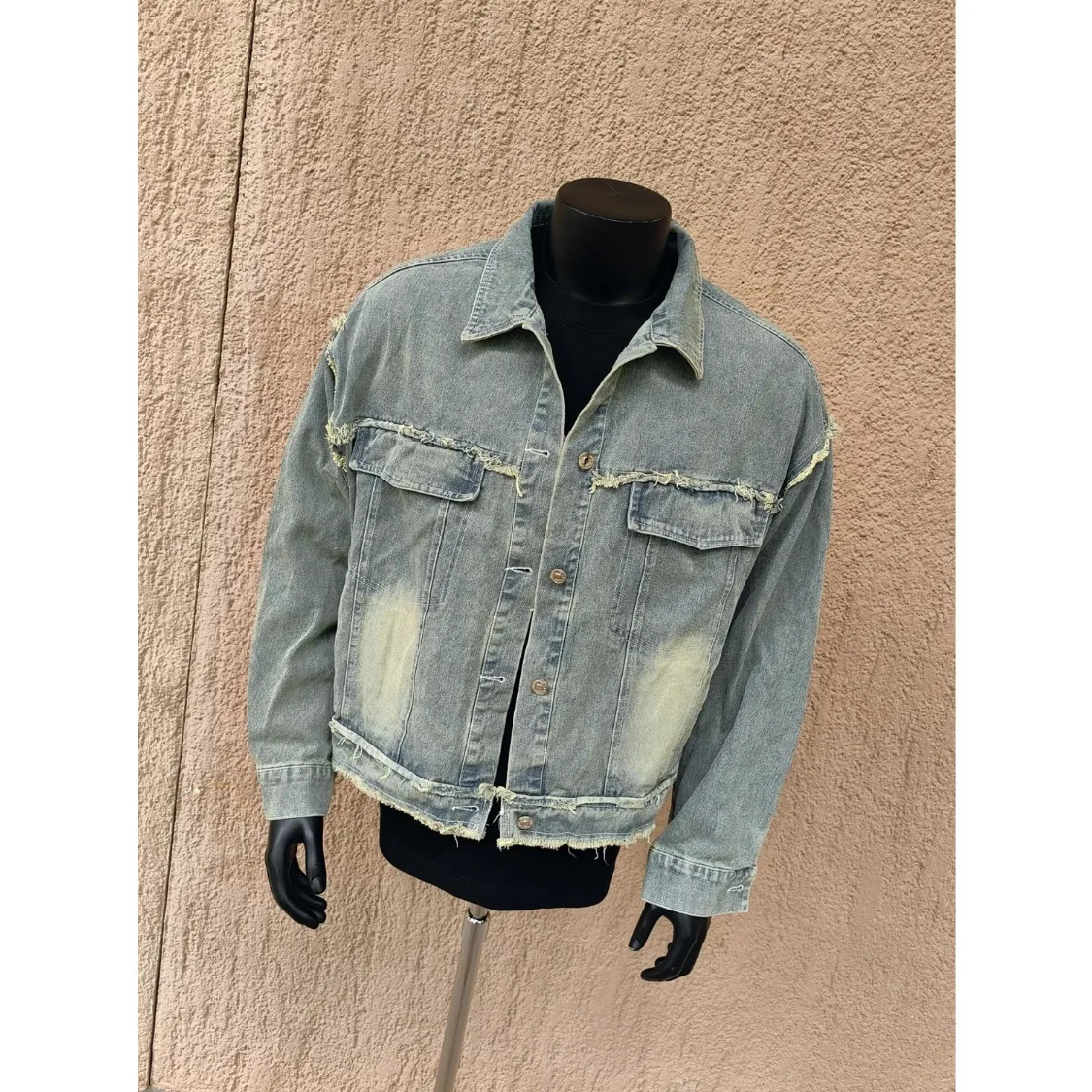 

Джинсовый тюнер в стиле ретро с американской талией и подолом, мужская и женская осенняя модная уличная рабочая одежда, джинсовая куртка свободного покроя, длинная...