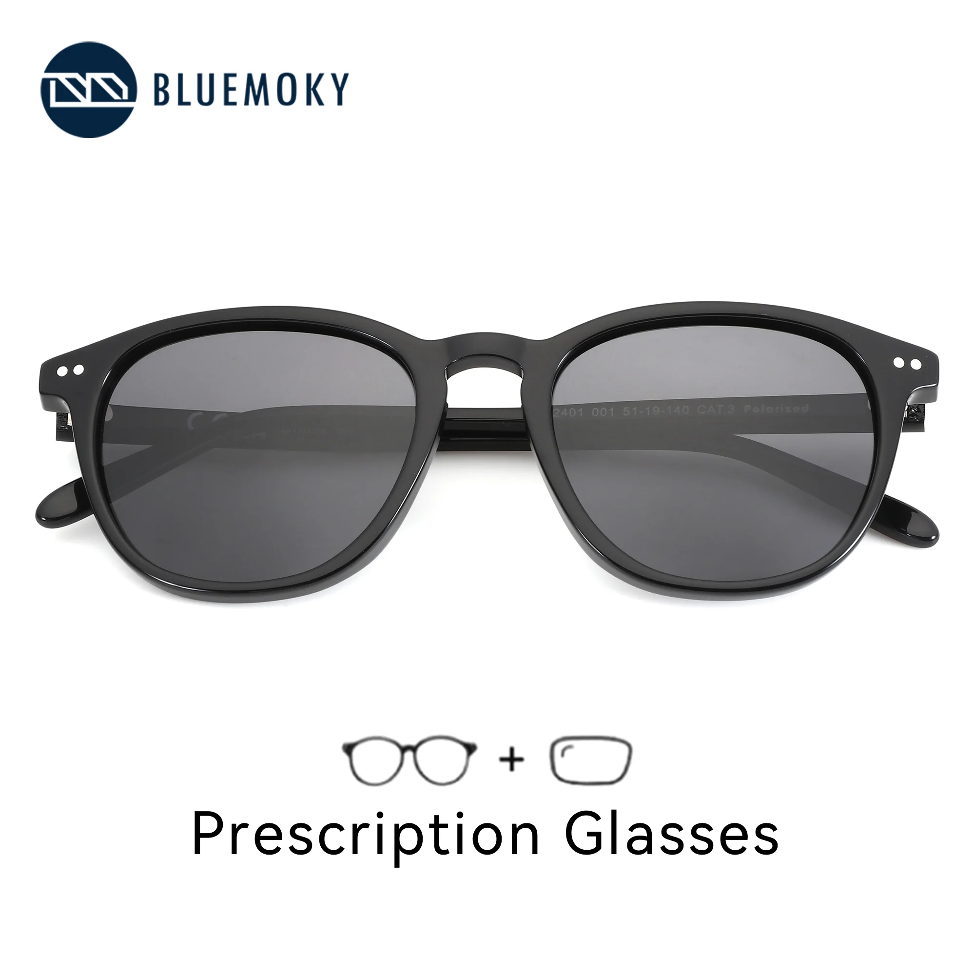 BLUEMOKY Modish Acetate Polarized Prescription Sunglasses For Men Women Square Uv400 Protection Progressive Outdoor Sun Glasses