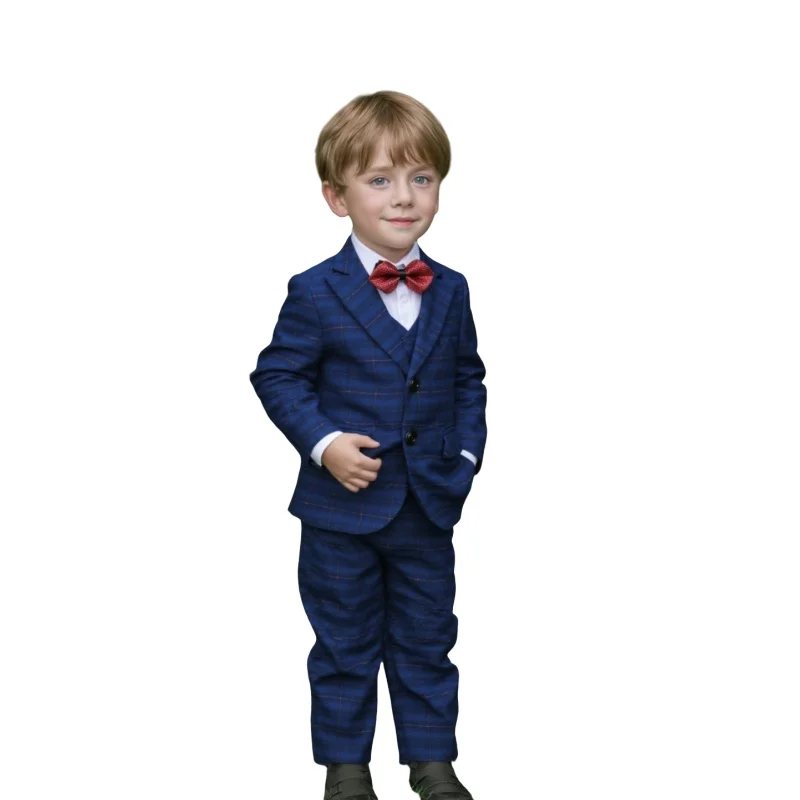 

Kids Formal Blazer Vest Pants Bowtie 4Pieces Suit for Wedding Boys Piano Host Birthday Ceremony Performance Photography Outfit