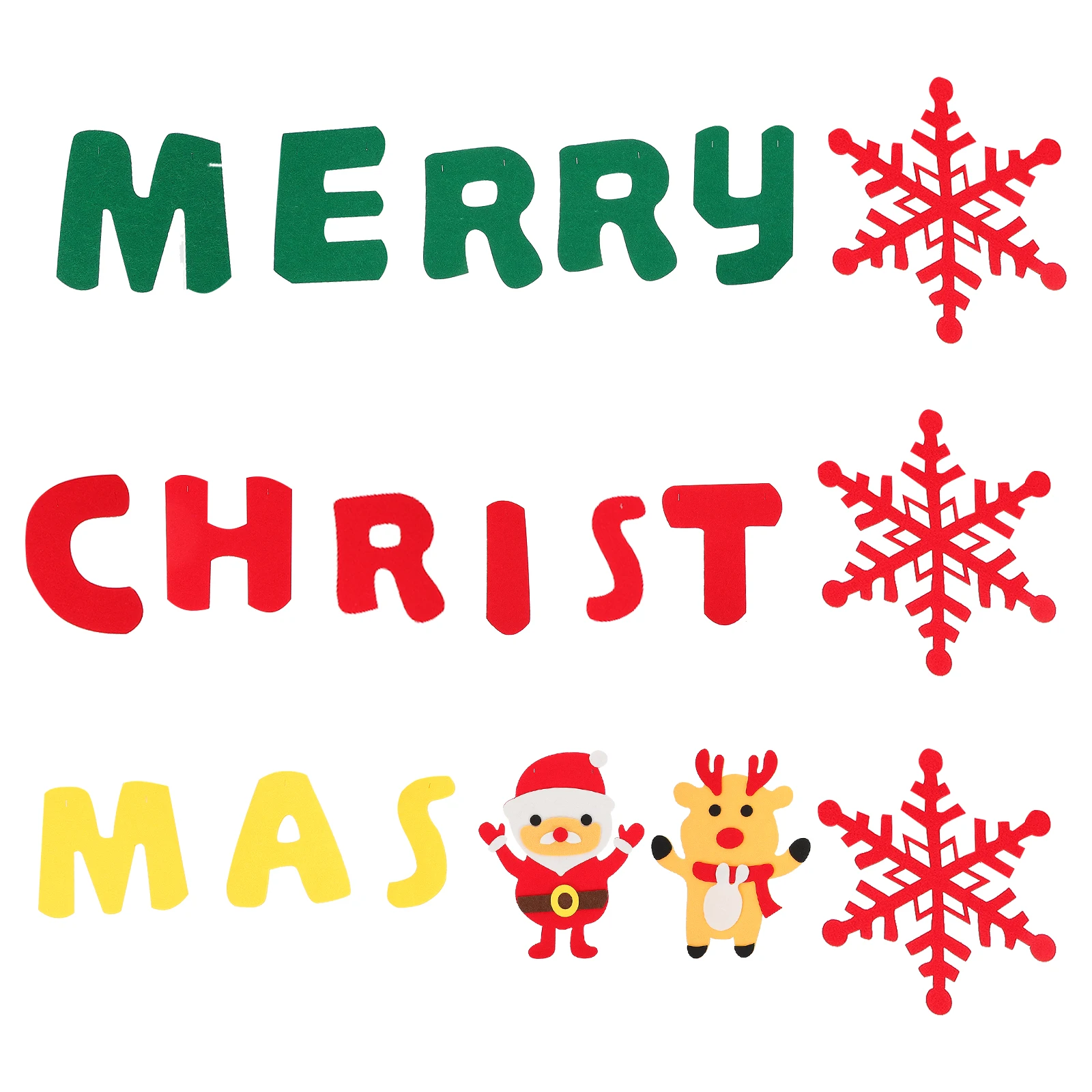 

1 pc Felt Xmas Banner Decor Santa Elk Letters Pattern Indoor Outdoor Hanging Party Bunting Streamer For Christmas Home