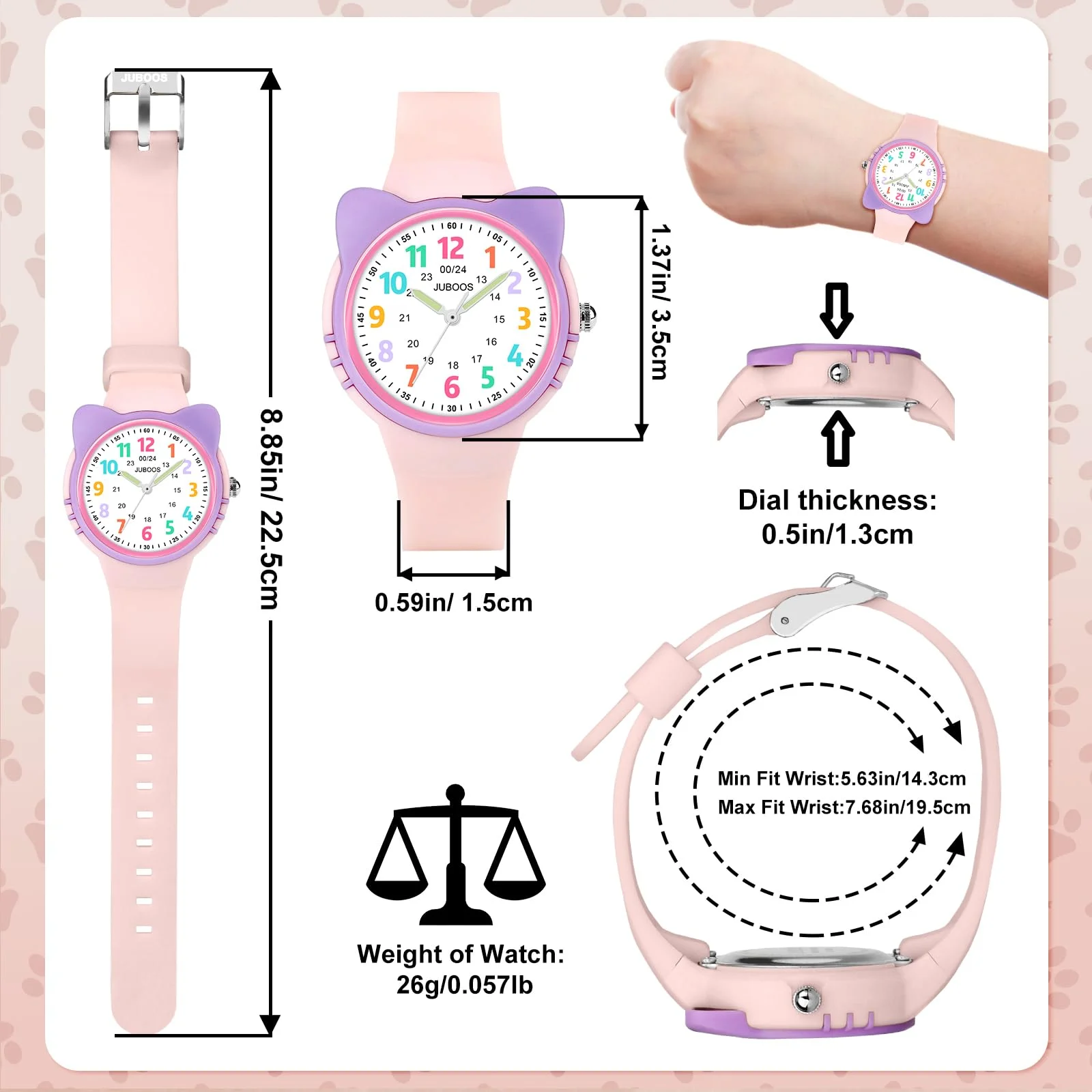 Kids Watch Analog for Boys Girls Toddler 3-12 Learning Time 3ATM Waterproof Quartz Children Wirstwatch with Easy to Read Kids view 6
