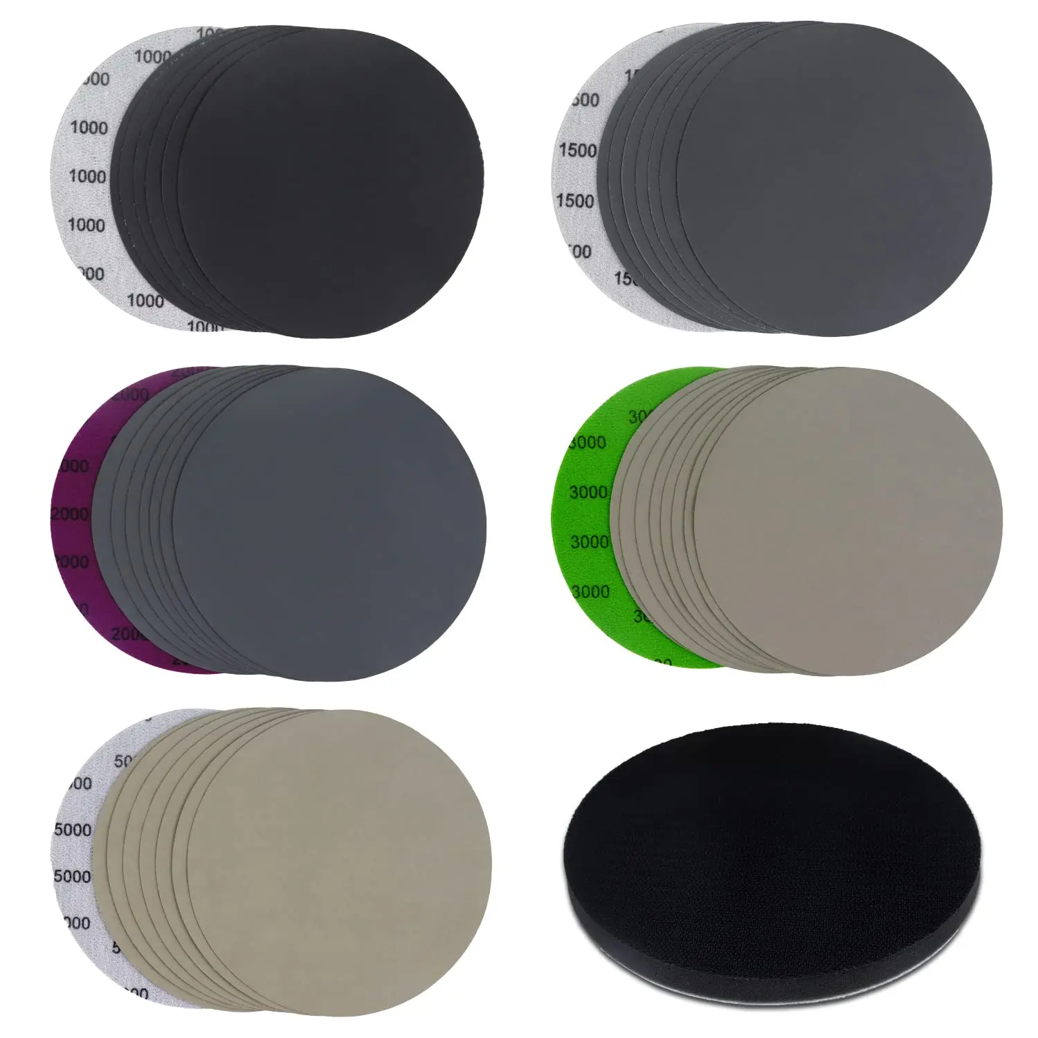 3-6 Inch Wet Dry Sandpaper Kit 41Pcs Assorted 1000-5000# with Interface Pad High Performance Waterproof for Metal Wood Grinding