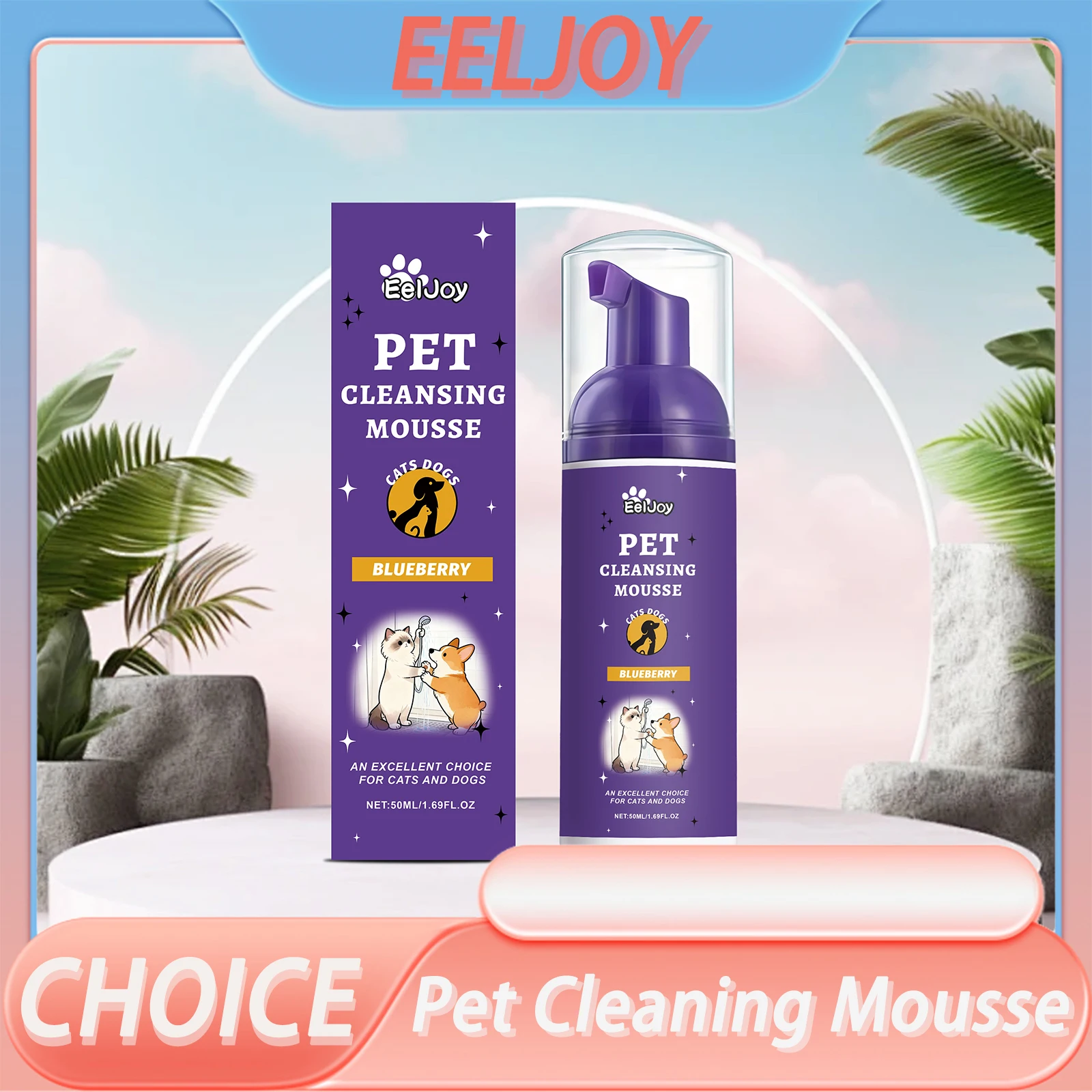 

Pet Cleaning Mousse Quickly Remove Stain Maintain Hair No-Rinse Cleaning Convenient Use Pet-Friendly Blueberry Pet Cleaning Foam