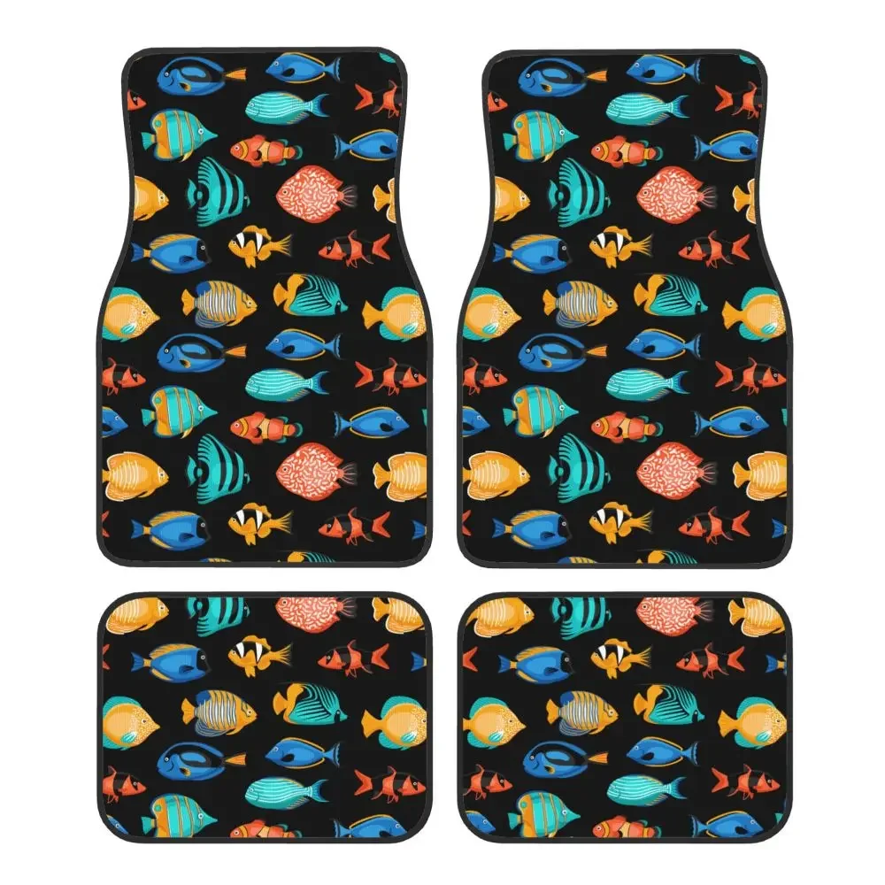 Tropical Fish  4-piece Set of Universal Front and Rear Floor Mats for Cars Anti Fouling and Anti Slip Rubber Car Accessories