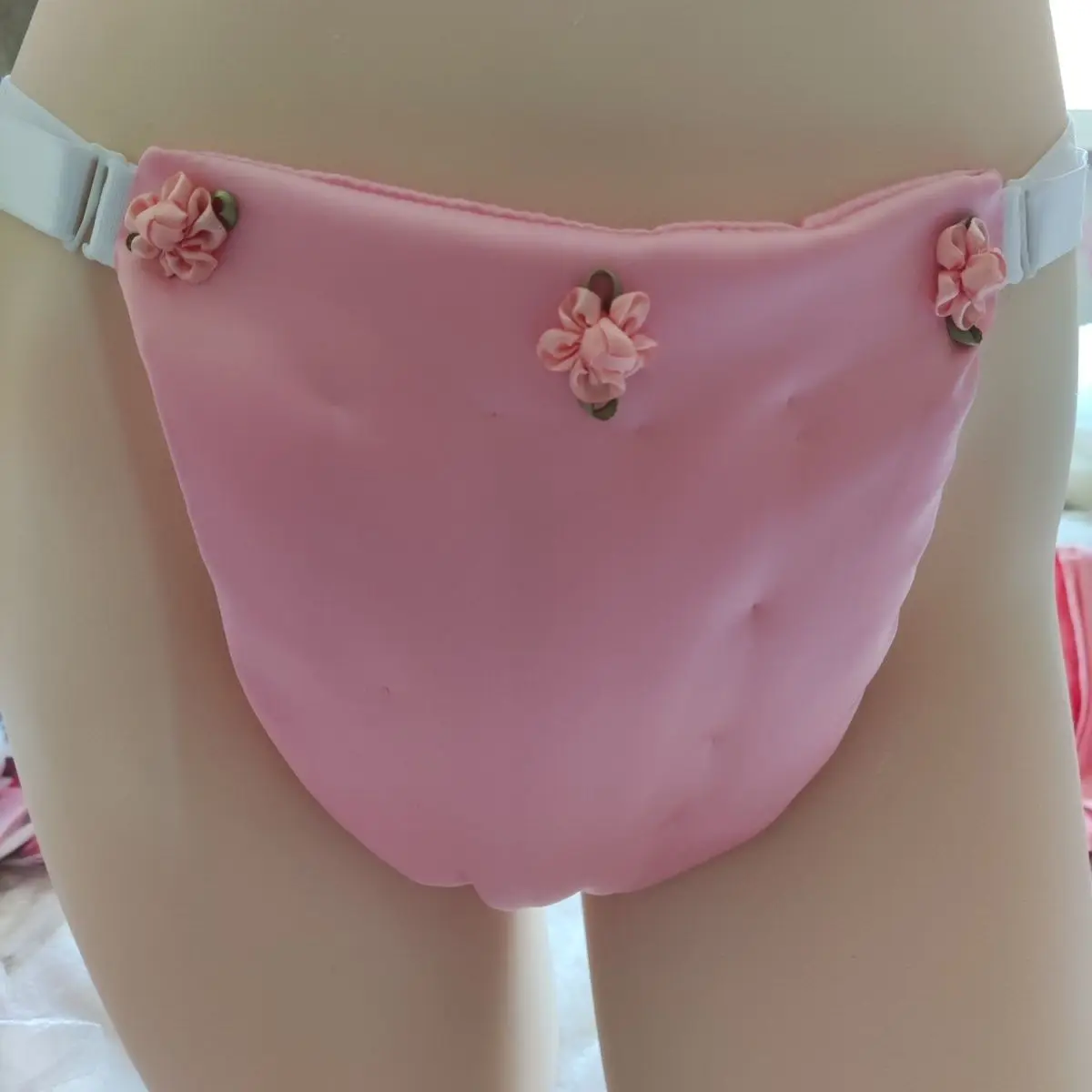Handmake Man's Silky Soft Pink T-briefs Live Show Dance Private Party Sexy Costume Panty Handmake FKK(size big inside cotton)