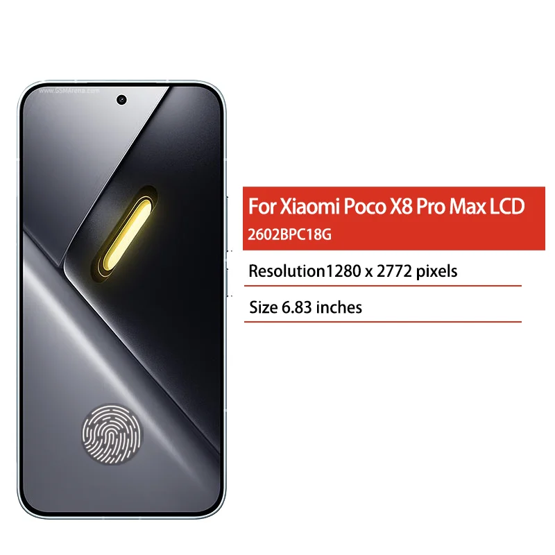6.83“AMOLED 120Hz For Xiaomi Poco X8 Pro Max 5G Lcd Display Touch Screen Digitizer 2602BPC18G Display Replacement
