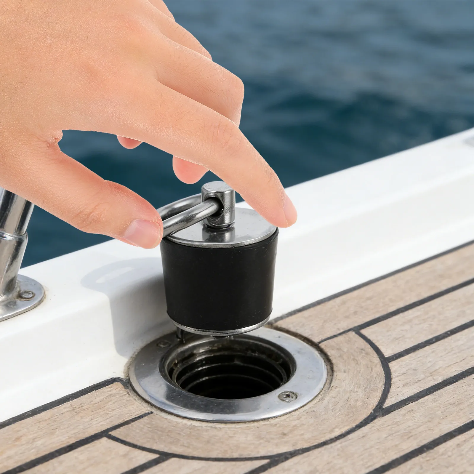 2Pcs Universal Marine Boat Drain Plugs Kayak Hole Stopper Stainless Steel Snap Handle Scupper Plug Fast Installation Drain