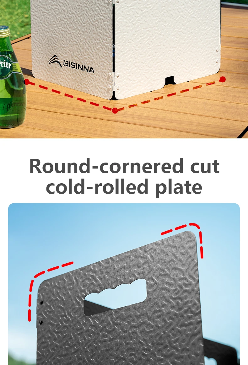 BISINNA 4-Platten-Gasherd-Windschutzscheibe, ultraleichter, zusammenklappbarer Windschutz für tragbare Camping-Kochwerkzeuge im Freien – Detail 4