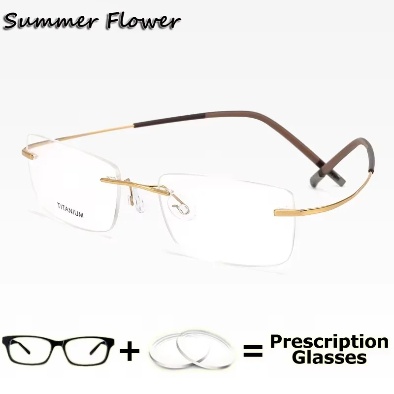 

Prescription Glasses Men Optical Myopia Lenses Rimless Flexible Multifocal Pure Titanium Progressive Spectacle for Women