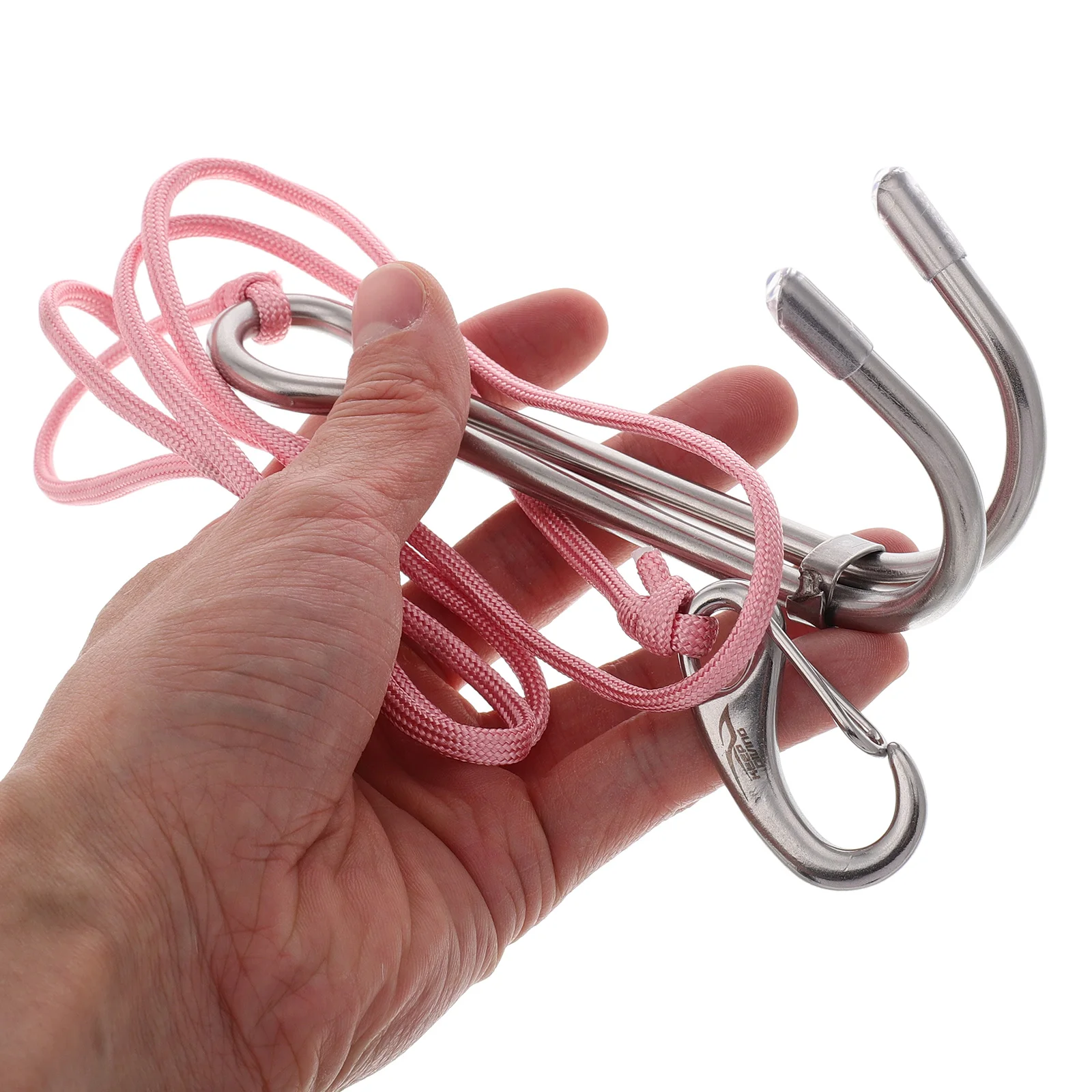 

Double Reef Stainless Steel Diving Hooks Safety Coil Lanyard Corrosion Resistant Drift Diving Scuba Gear Double Head Spring Hook