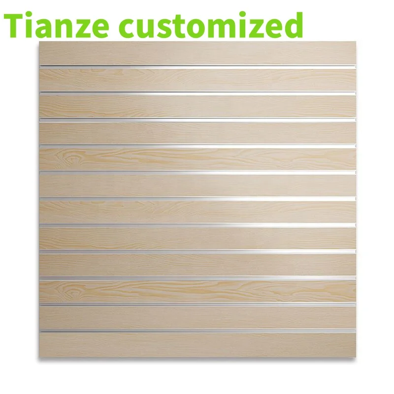 (customized)18mm Melamine Face MDF Aluminum Slatwall Panel - Wood Color