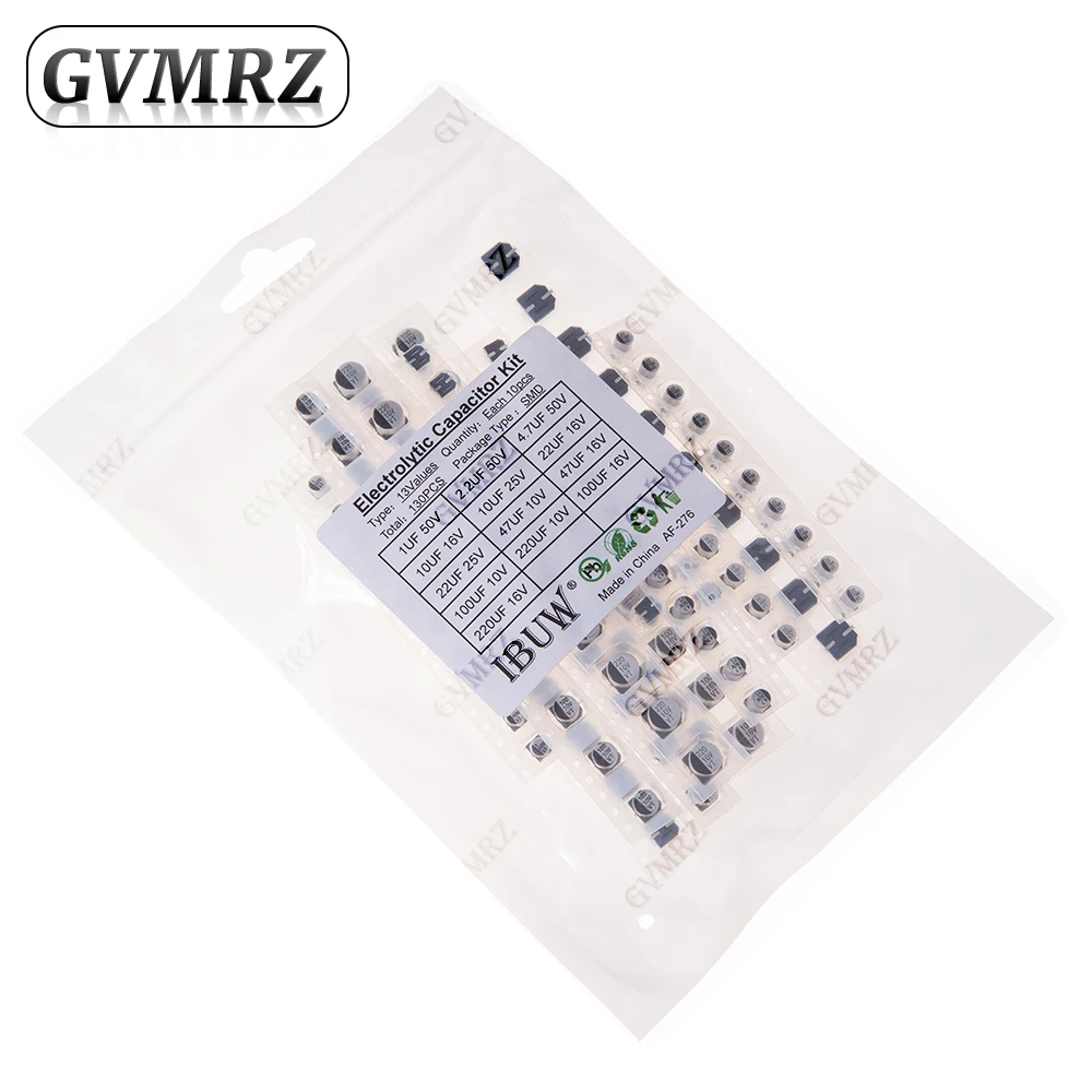 130PCS 13Values SMD Electrolytic Capacitor Kit for Power Filtering & Electronic Prototyping kit