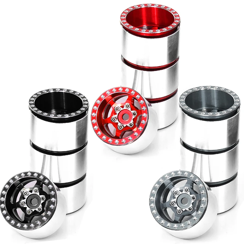 

4pcs 1.0" Metal Beadlock Wheel Hub Wheel Rim For 1/18 1/24 RC Crawler Car TRX4M SCX24 AX24 Upgrade Parts Accessories