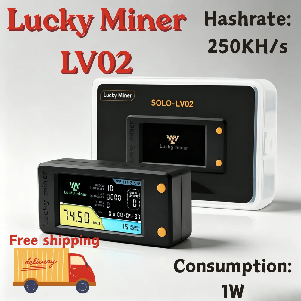 

Lucky Miner LV02 250KH/s SHA256 BTC Solo Miner, Mini Quiet Desktop Crypto Lottery Miner with LCD Display Ultra Low Power