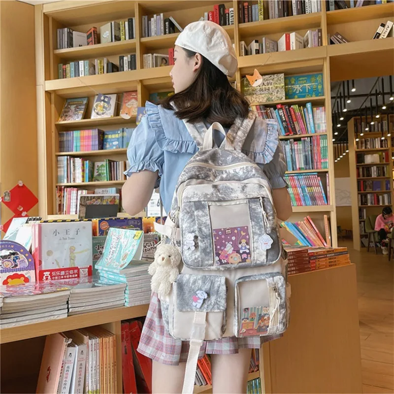 Mochila japonesa de gran capacidad para niña, bolsa teñida para ordenador, bolsa de viaje