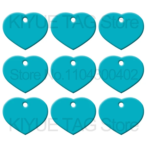 KIYUE Großhandel 100 Stück Herz-Aluminium-Hunde-ID-Tag, Haustiermarke, Erkennungsmarken, individuell gravierte, personalisierte Namensschild, personalisierter Halsband-Anhänger 8