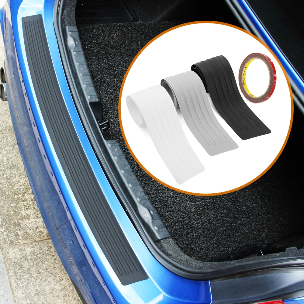 Universal 104*9cm 90*8cm Car Trunk Door Sill Plate Protector Rear Bumper Guard Rubber Mouldings Pad Trim Cover Strip Car Styling