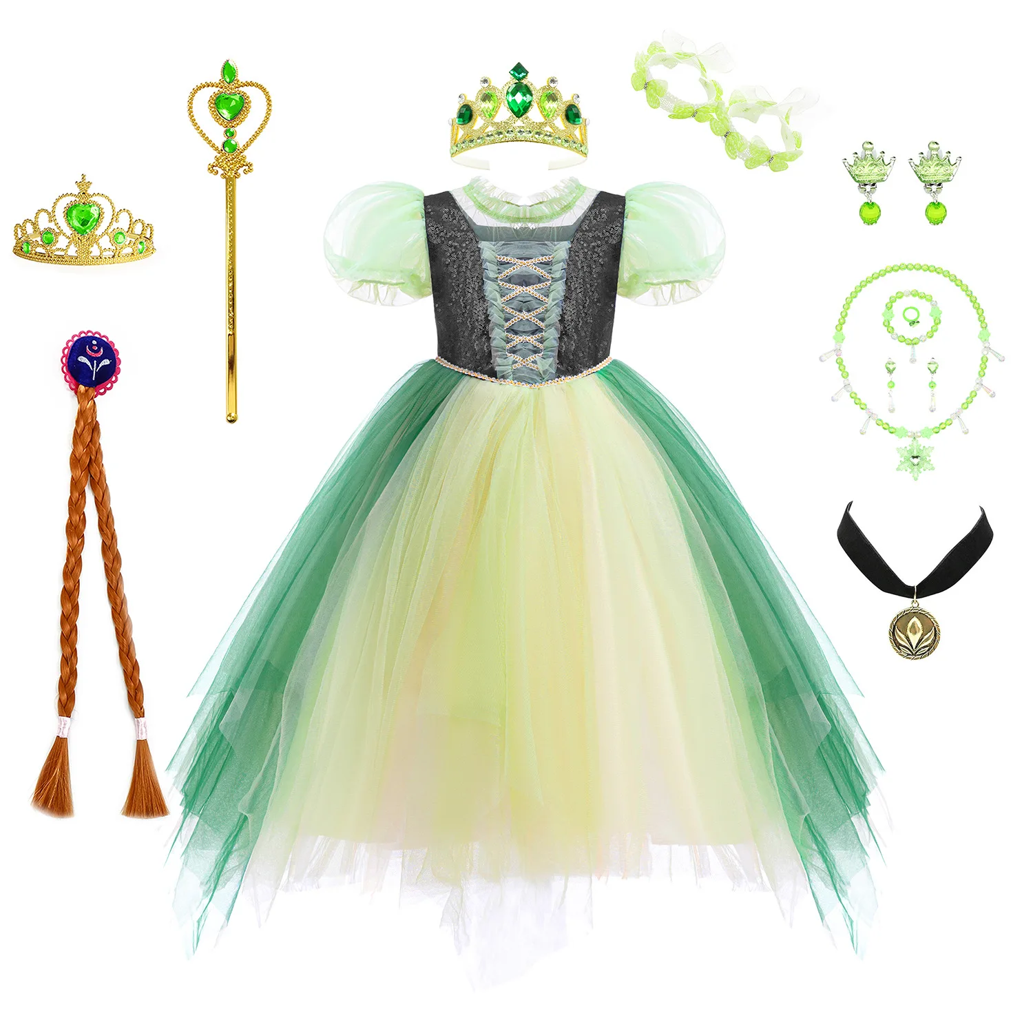 

AmyStylish Little Girls Movie Princess Frozen Anna Birthday Party Cosplay Halloween Fancy Dress Christmas Gift