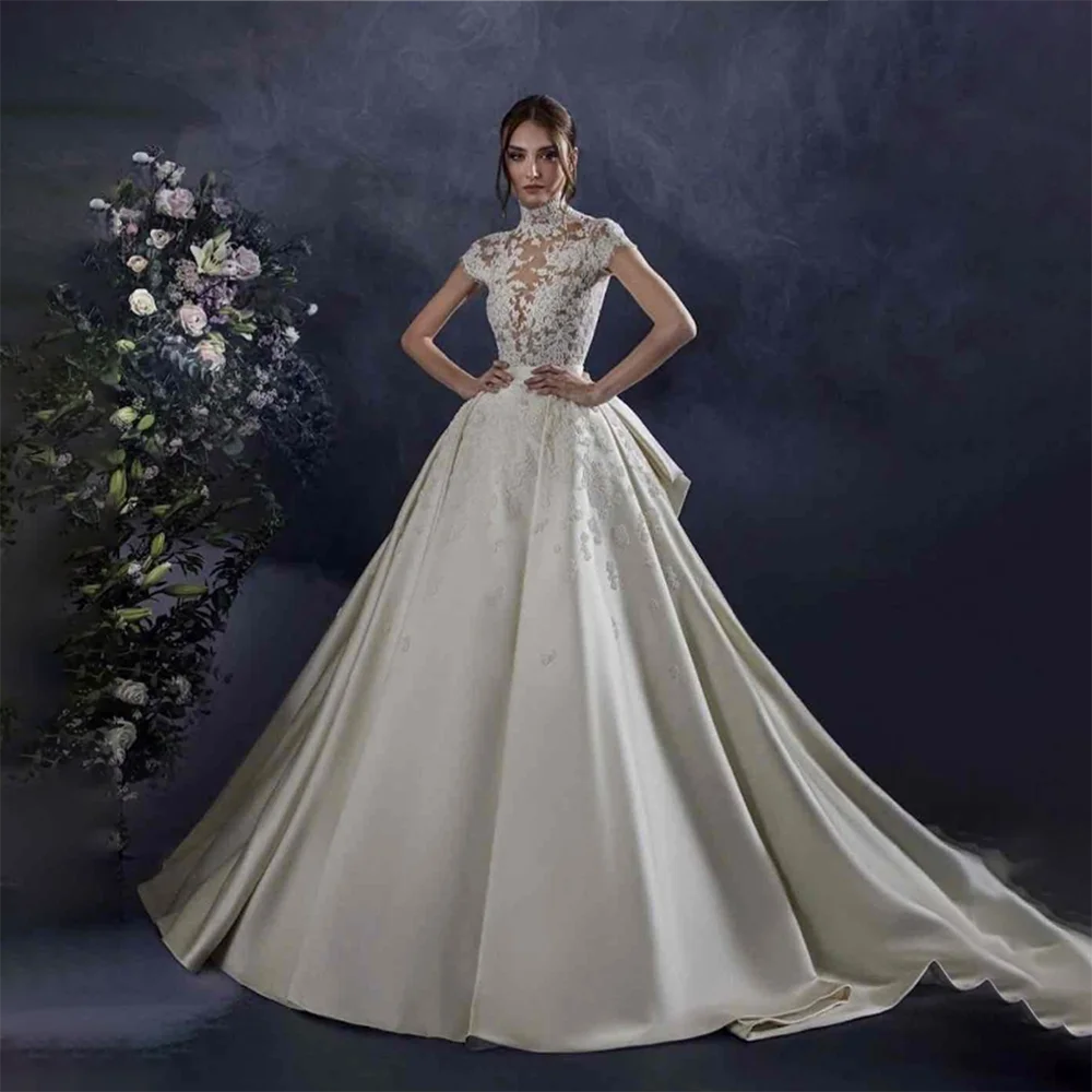 

2026 Wedding Dress Women Bride Dress A-Line Lace Applique Bridal Gowns Elegant Ivory Bride Gown Formal Wedding Dresses for Bride