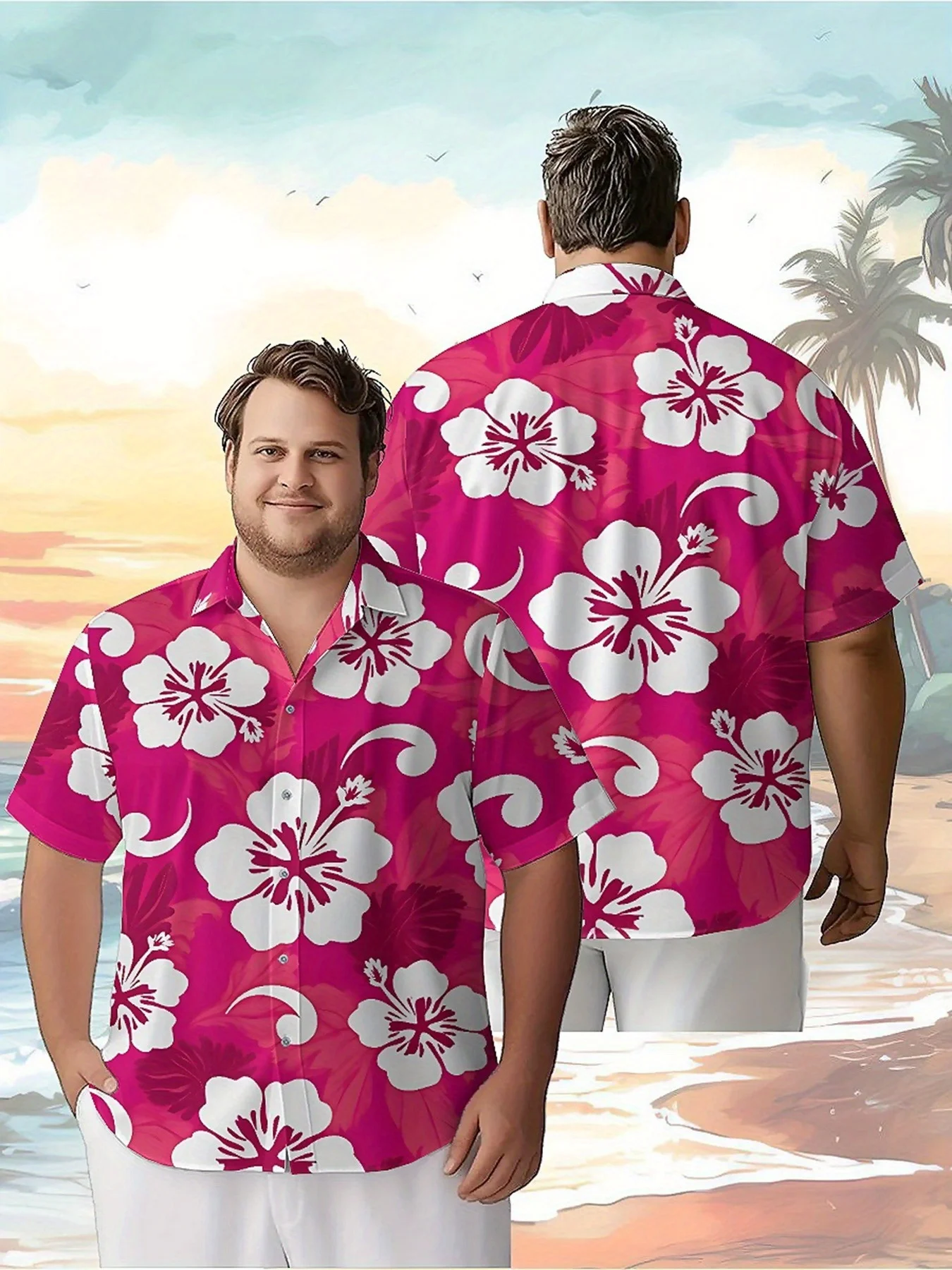 

Men's Plus Size Hawaiian Shirts Tropical Flowers Pattern,Unisex Baggy Aloha Shirts,summer Alternative Clothing