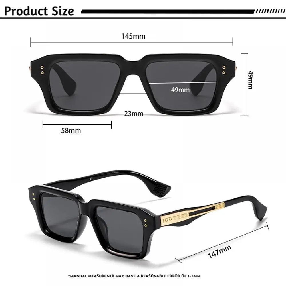 CATERSIDE Neue quadratische Sonnenbrille für Herren, Premium-PC-Rahmen mit Metallbügel, UV400, für Damen, Retro-Mode, Fahrdekoration, Brillen – Detail 1