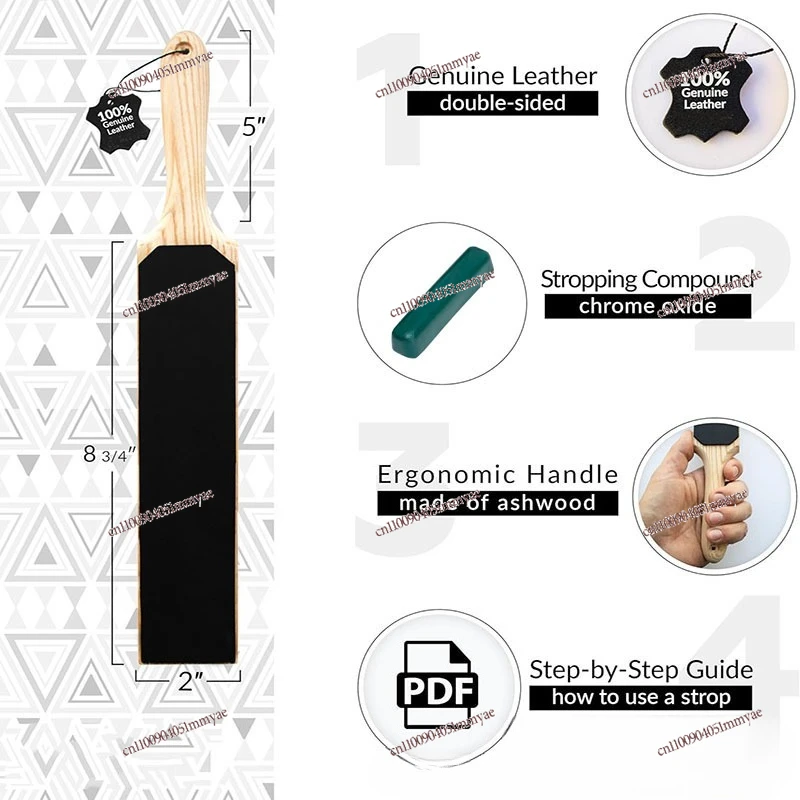 Leather Polished Swing Knife Board Hot-selling Double-sided Cowhide Wooden Handle Sharpening Board