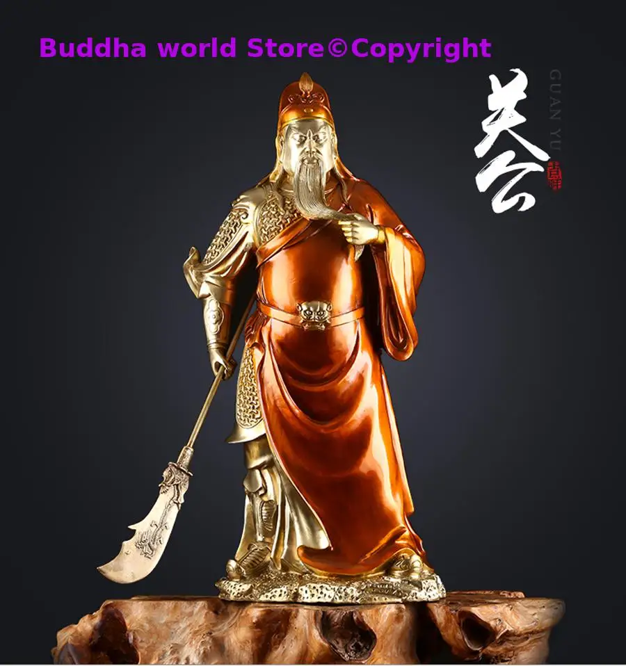 

Large Southeast Asia High grade buddha Home store company Shrine Good luck CAI SHEN God of wealth GUAN GONG copper statue