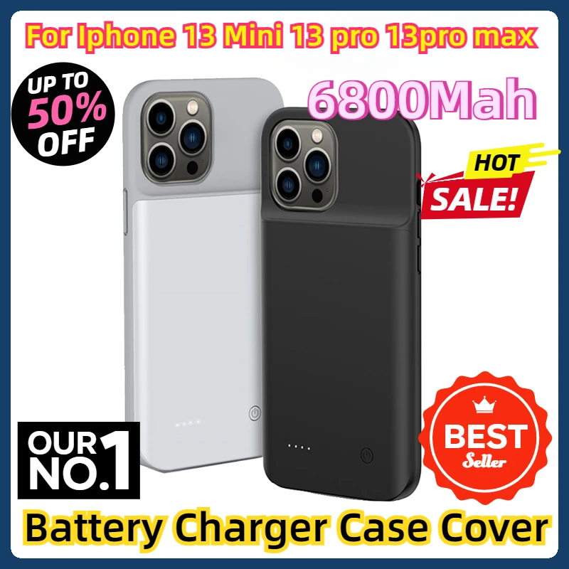 For Iphone 13 Mini 13 Battery Charger Case Cover For Iphone13 Power Bank For Iphone 13 Pro Max Battery Case 6800Mah Power Case