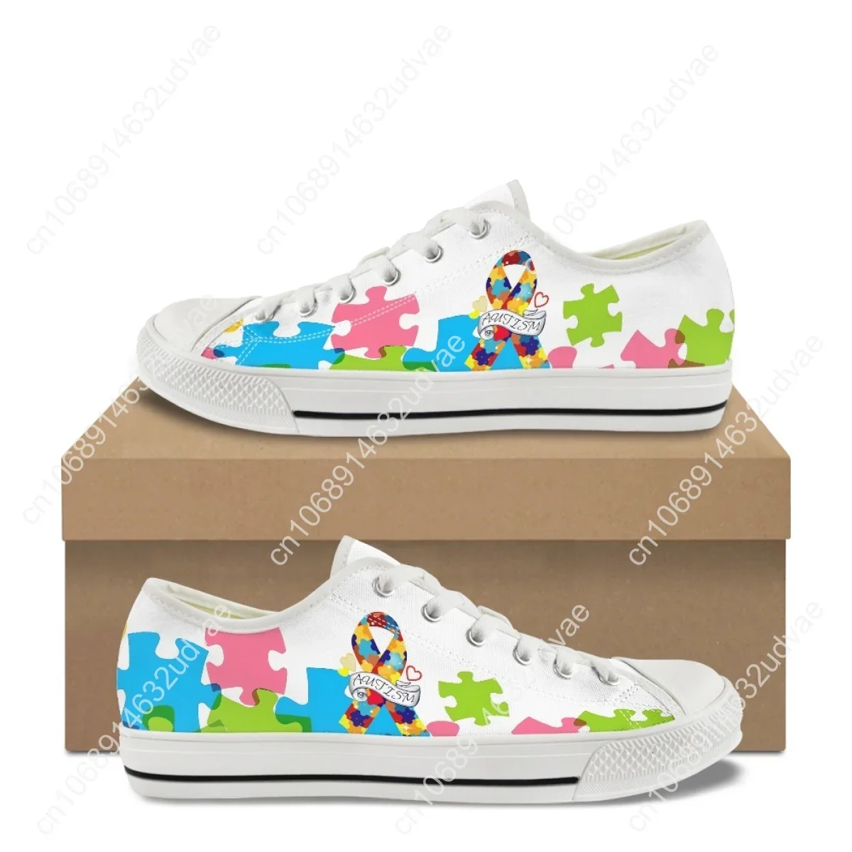 Autism Awareness Cancer Ribbon Design Women's Canvas Flat Shoes Summer Comfort Low Top Shoes 2023 Lace-up Shallow Mesh Tennis