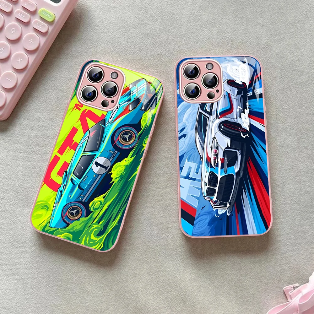 JDM Tokyo Drift Sports Car Phone Case Tempered Glass For Iphone 14 13 12 11 Pro Mini XS MAX 14Plus X XS XR Fundas