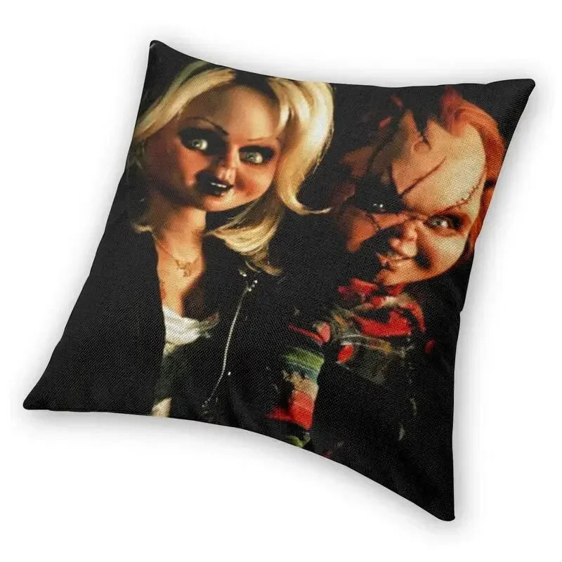 Childs Play Chucky and Tiffany Square Pillowcover Decoration Horror Movie Halloween Cushion Cover Throw Pillow for Car Printing