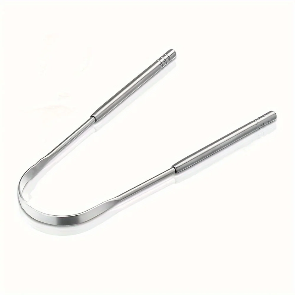 مكشطة اللسان على شكل حرف U. يزيل بقع طلاء اللسان، تصميم محمول للرجال والنساء. #1