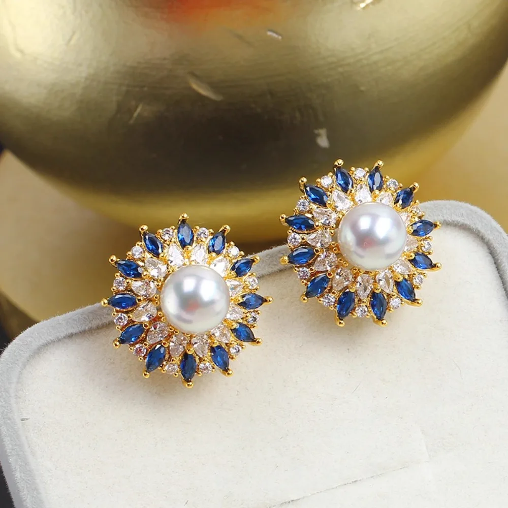 

4PCS S925 Sterling Silver Needle 18K Gold Wrapped Plated Brass Earring Settings Diy Jewelry Pearl Earrings Accessories