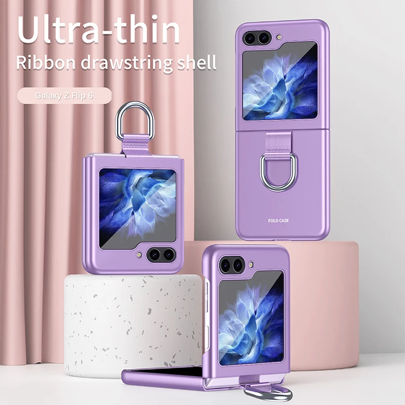 

Applicable to SamsungFlip7Foldable screen phone case with a skin-like feelpcMaterial protective case with ring holder, simple ma
