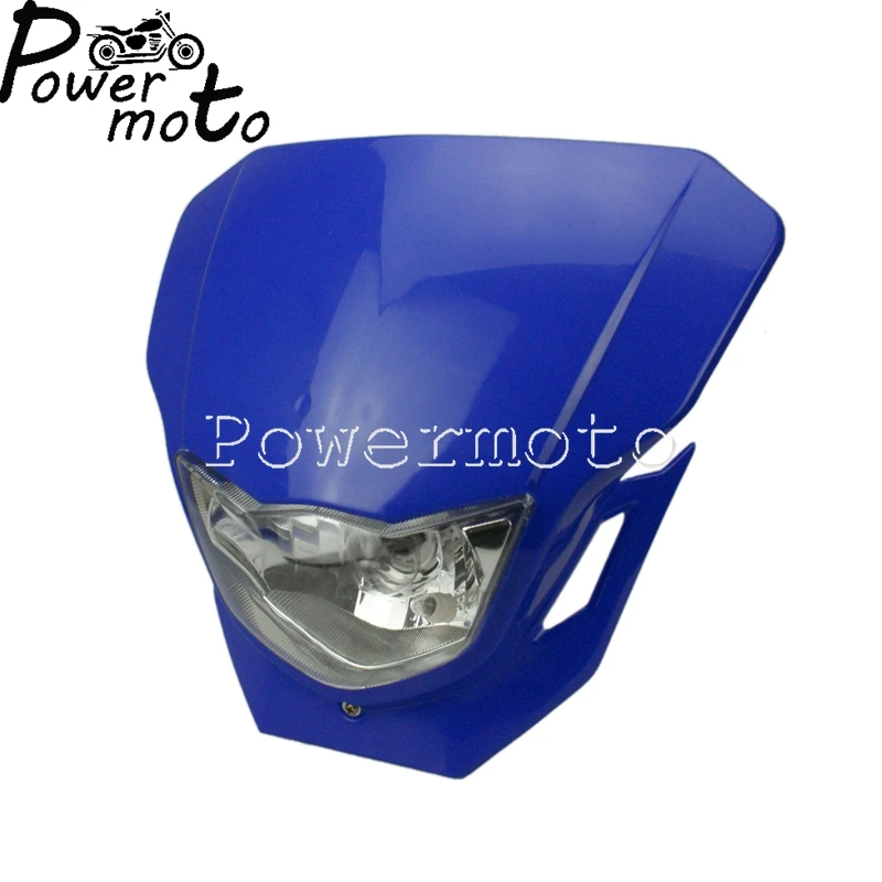 Blue Universal Motorcycle Headlight Dirt Bike MX Enduro Head Light for Yamaha WR250F/X WR450F YZ XT TTR230 Motocross H4 12V 35W