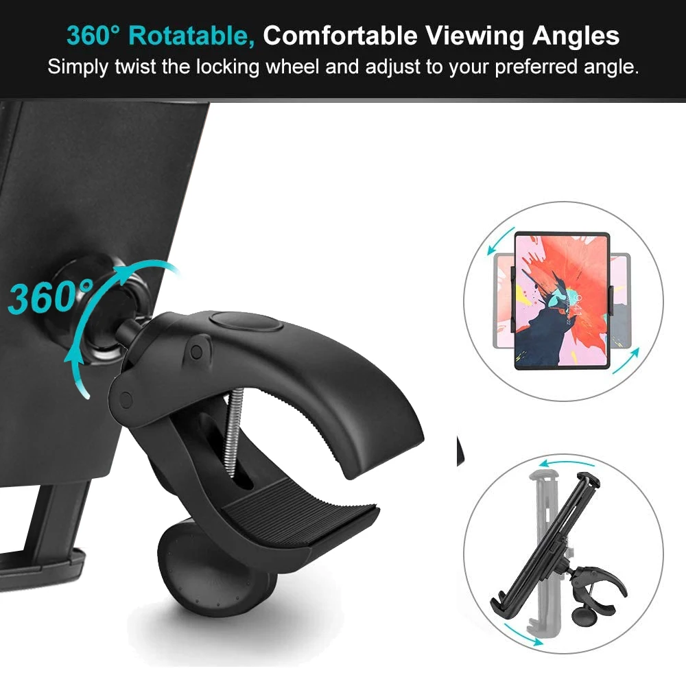 Gym Treadmill Bike Handlebar Tablet and Phone Mount, Universal Holder for 4-14 Inch Devices, Stable Viewing for Workout Sessions image 2