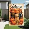 Fall Garden Flag Golden Retriever Welcome 12x18 Inch Double Sided Pumpkin Harvest Yard Flag, Autumn Farmhouse Outdoor Porch  llz
