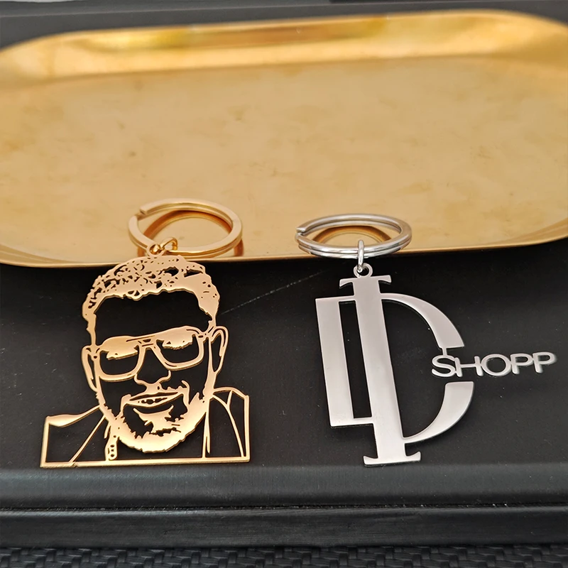 Customized Any Photo Logo Personalized Keychain Children Drawing Jewelry Gift Custom Keychain Pairing Stainless Steel Keyholders