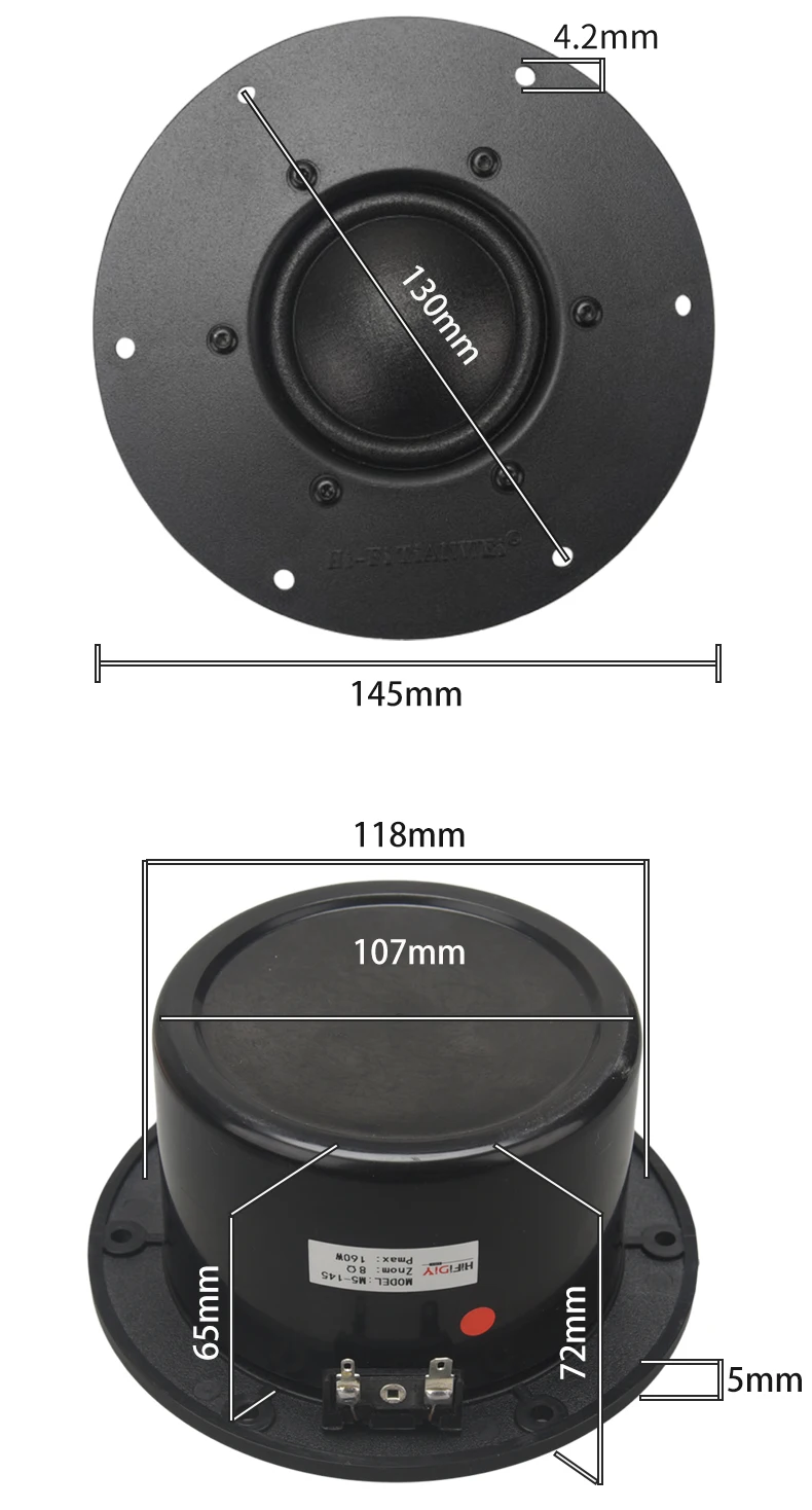 1PC HIFIDIY M5-145 hifi 5 인치 순수 미드 레인지 스피커 유닛 실크 멤브레인 8OHM 160W 홈 필름 트레블 라우드 스피커