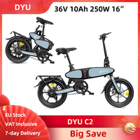 DYU C2 Electric Bike Foldable 36V 10AH Battery 16 Inch Tires Full Folding City Commuting E-bike Front and Rear Braking Systems