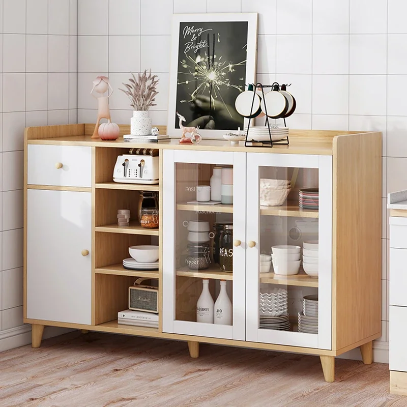 Solid Wood Kitchen Cabinets Simple Kitchen Furniture Home Sideboard Living Room Against Wall Tea Cabinet Modern Storage Cabinet