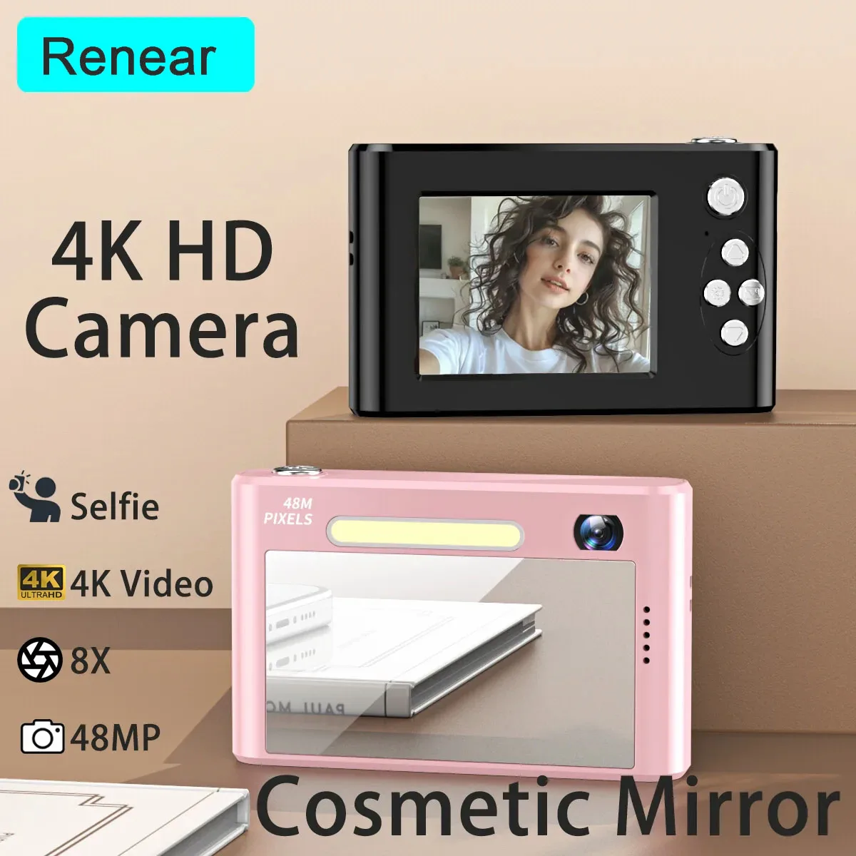 4K HD Digital 48MP Camera Autofocus Photography Video Camcorder  2.4in Screen for Portable Kid Beginners Selfie Vlogging Camera