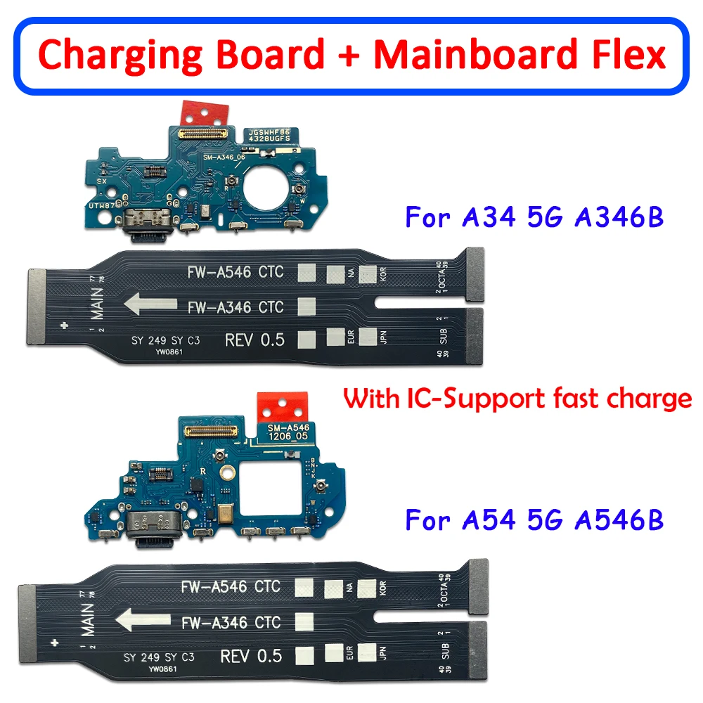 USB 충전 포트 도크 보드 SIM 리더 카드 슬롯 메인 마더보드 플렉스, 삼성 A24 4G A245F A35 A346B A54 5G, 신제품