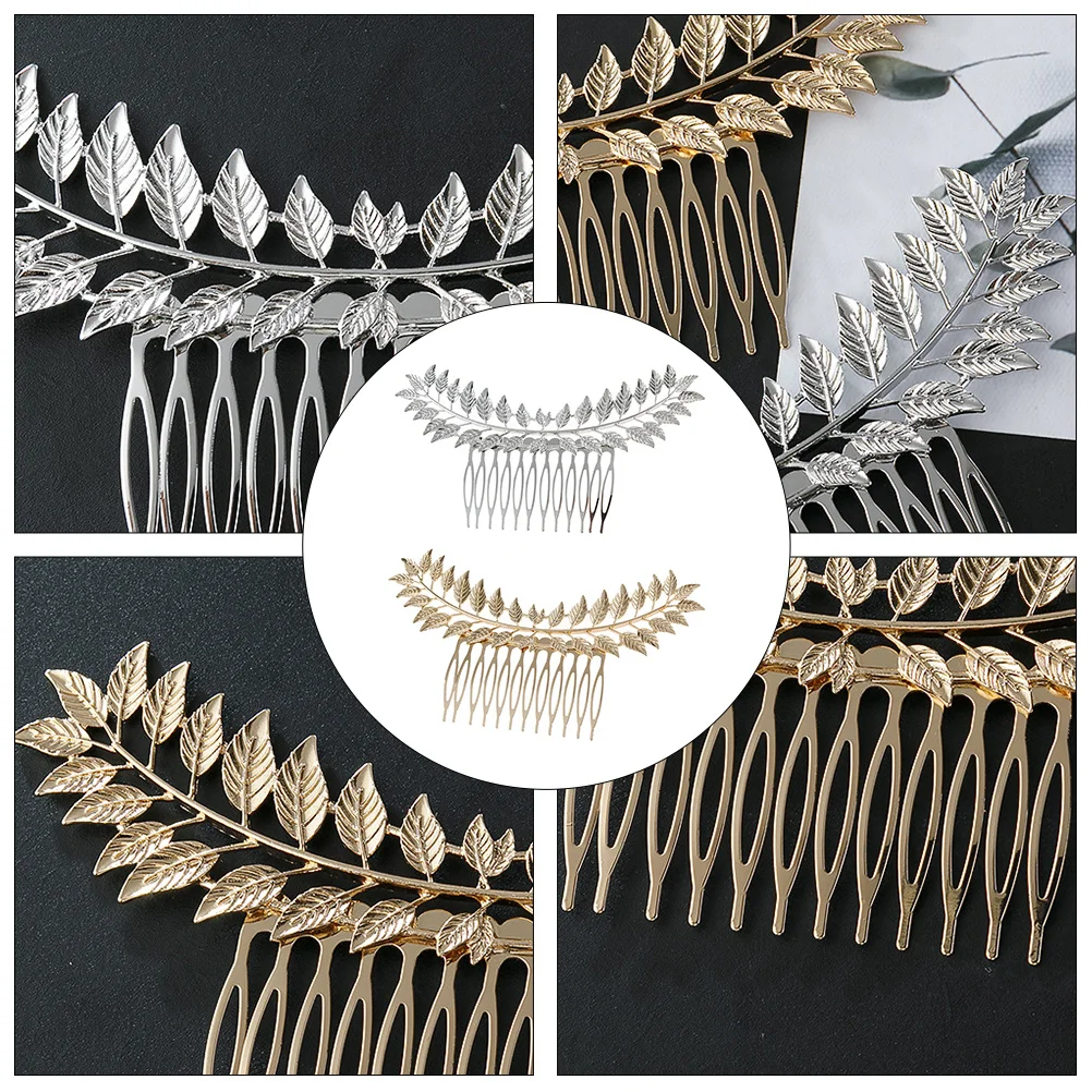 2 قطع سبائك معدنية مشط الشعر يترك النمذجة دبوس الشعر الأزياء الجانب كليب للنساء الفتيات مهرجان حزب تصفيفة الشعر التبعي #2