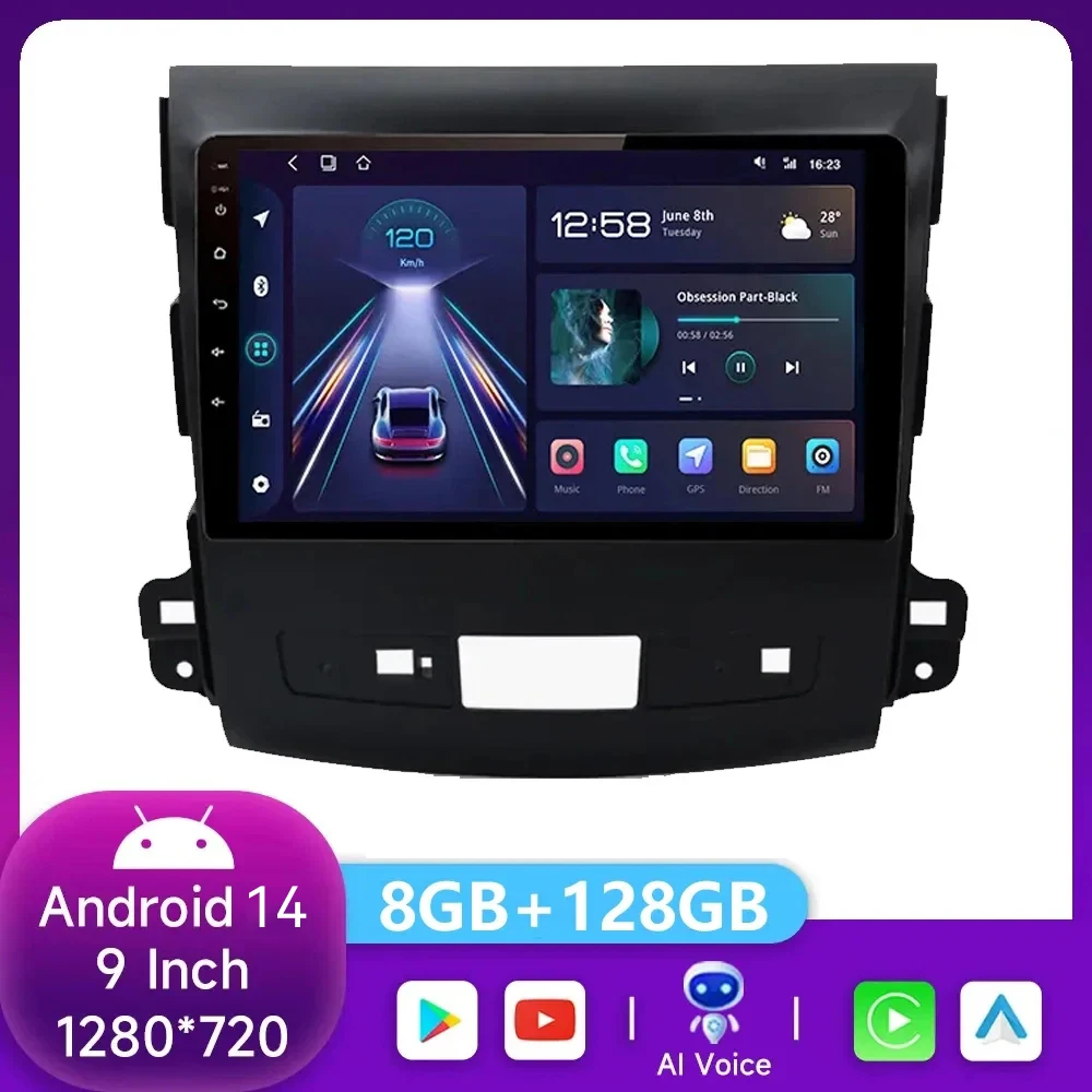 

2din Carplay Android 14.0 Car Radio Multimidia For Mitsubishi Outlander xl 2 2005 - 2012 For Citroen C-Crosser Carplay autoradio