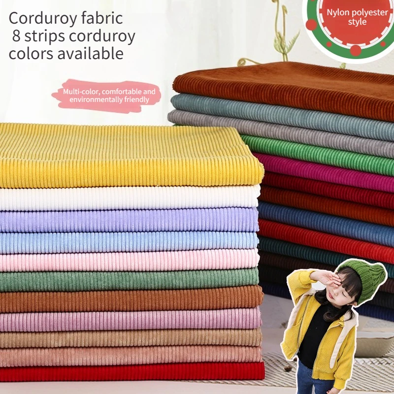8w Striped Corduroy Fabric By Meters for Coat Clothes Pillowcase Bag Sofa Cover Diy Sewing Thick Wearable Soft Cloth Plain Green