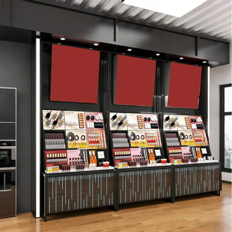 

custom.Matte Black Metal Frame + Glass Factory-customized Display Cabinet Professional Display of Cosmetics/beauty Retail