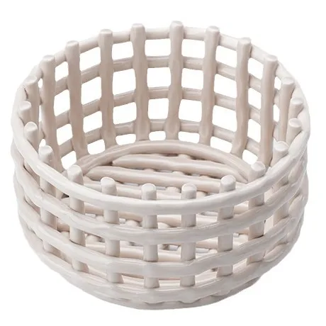 Ceramic Woven Storage Basket Fruit Bowl Kitchen Bathroom Drain Rack Decorative Basket Home Living Room Snack Plate