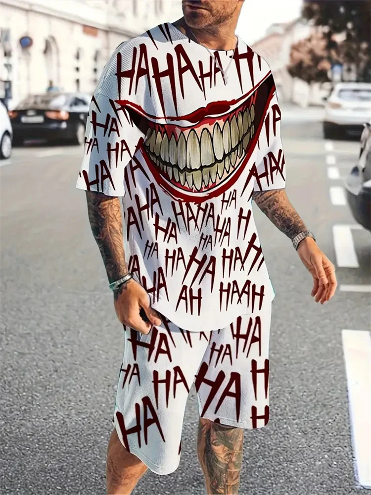 

Fashion 3D New Plus Size Men's Suit Cross Jesus Printed Summer Cool Breathable Short Sleeve Drawstring Shorts Faith Clothing